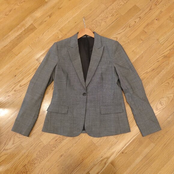 THEORY womens blazer jacket wool black white tweed 12 business office classic - Picture 3 of 10